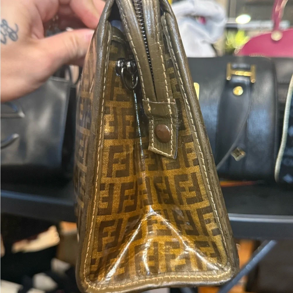 Fendi Vintage Zucchino Monogram Leather Clutch Bag Made in Italy - Picture 2 of 6